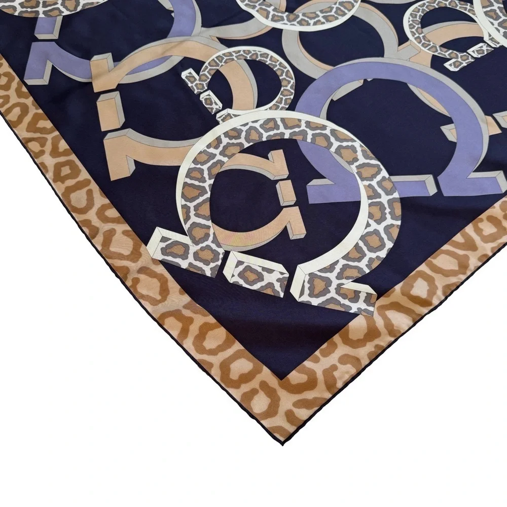 Salvatore Ferragamo Gancini Leopard Cheetah Print Scarf